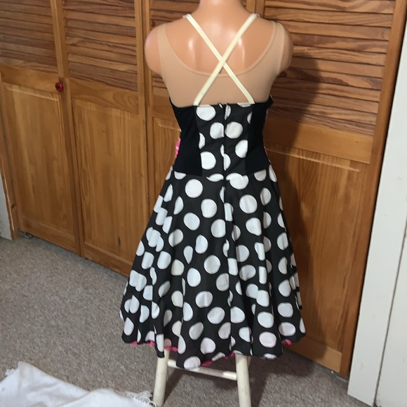 Art Stone polka dot 50’s style pinup dance tap swing costume medium black pink - Picture 4 of 11